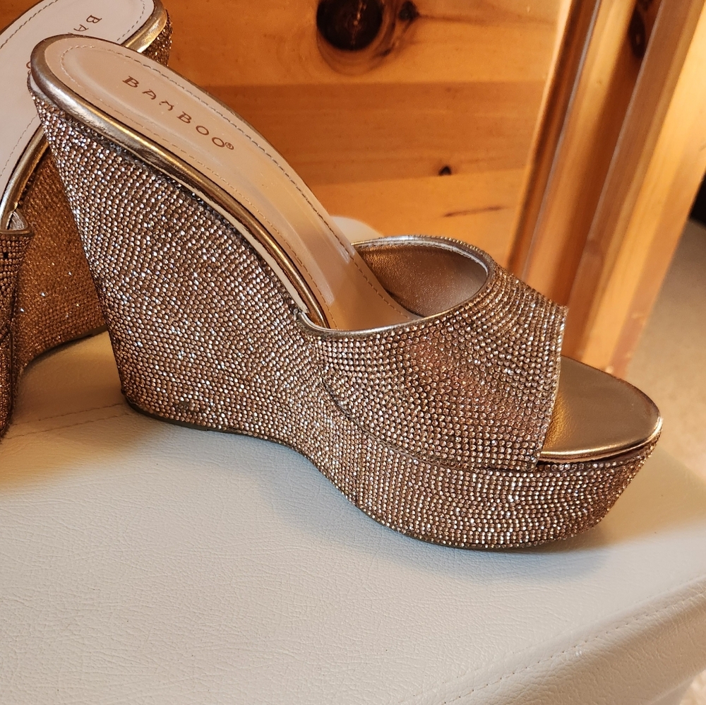 Gold Rhinestone Wedges - Picture 3 of 4